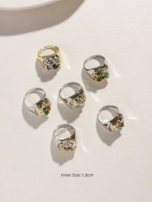 6pcs Geometric Ring - Silver - View 2