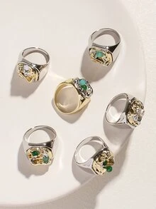 6pcs Geometric Ring - Silver - View 5