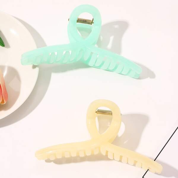 

2pcs Minimalist Hair Claw, Multicolor