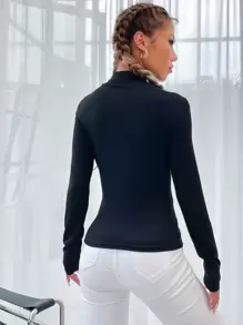 SHEIN Unity T-shirt col rond avec graphique lettré, hauts graphiques pour femmes - Noir - Voir 2