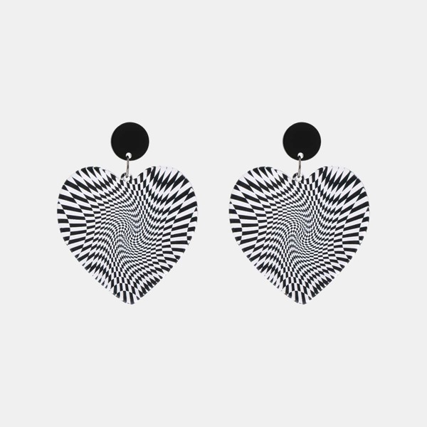 

Heart Drop Earrings, Black