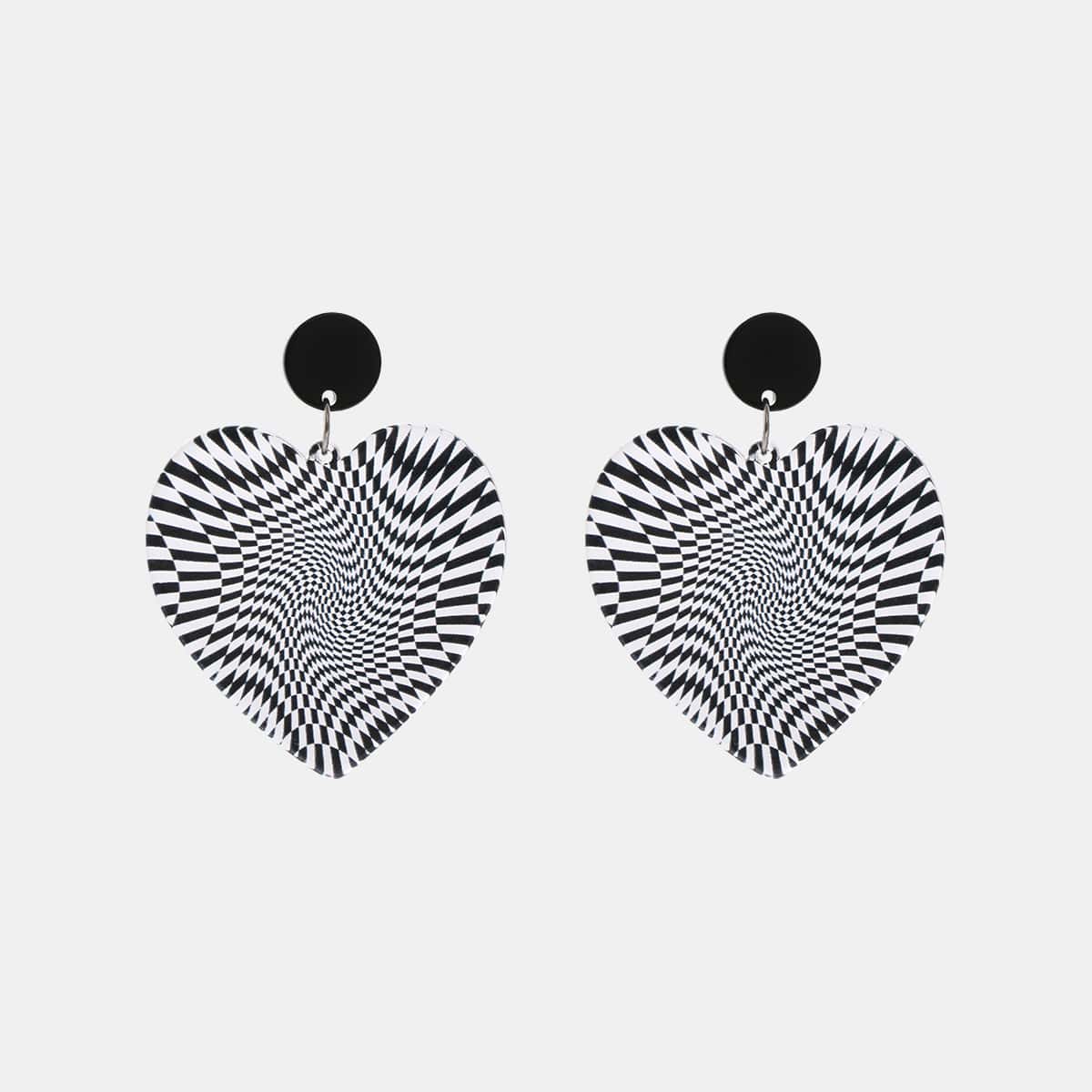 

Heart Drop Earrings, Black