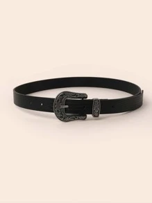 EMERY ROSE Minimalist Western Belt With Hole Punch - Black - View 2