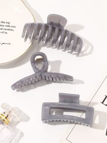 3pcs Solid Hair Claw - Grey - View 1