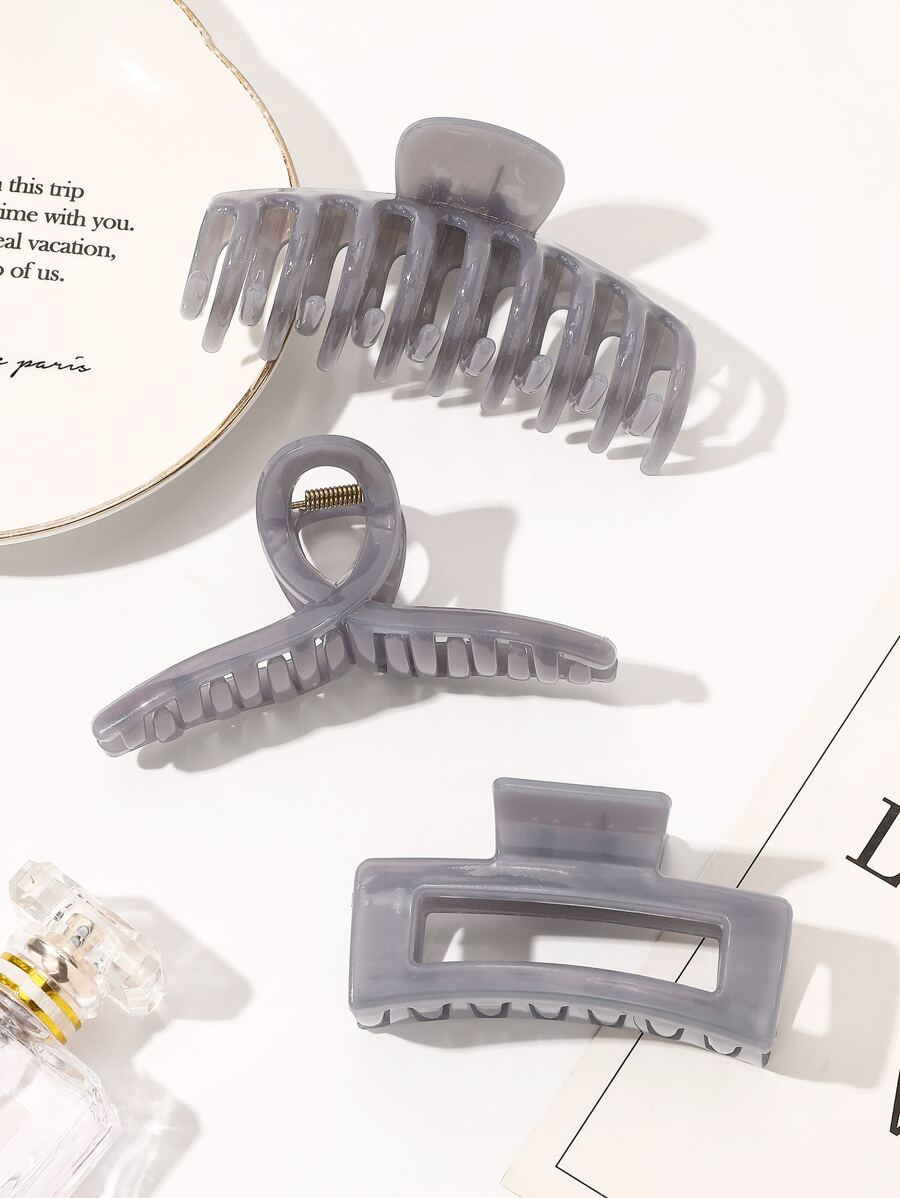3pcs Solid Hair Claw - Grey - View 1