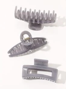 3pcs Solid Hair Claw - Grey - View 2
