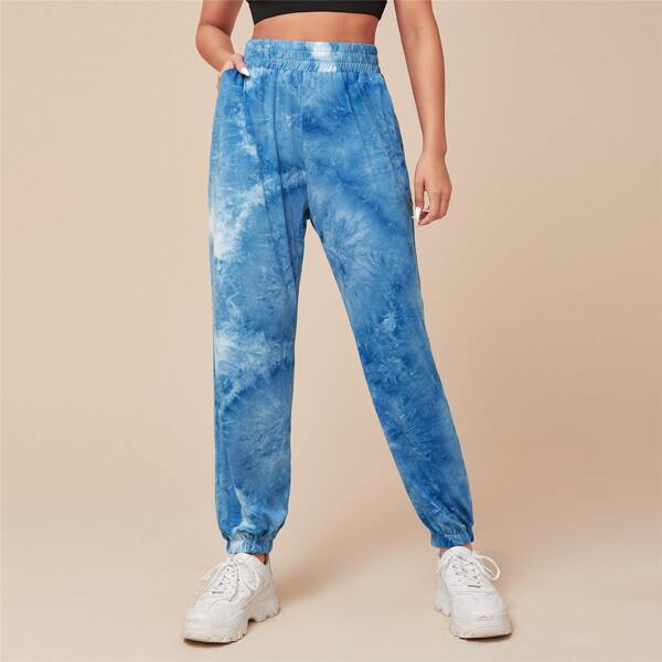 

Tie Dye Slant Pocket Sports Pants, Blue