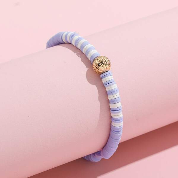 

Soft Clay Beaded Bracelet, Purple