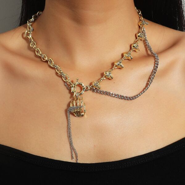 

16K Gold Plated Chain Necklace, Multicolor