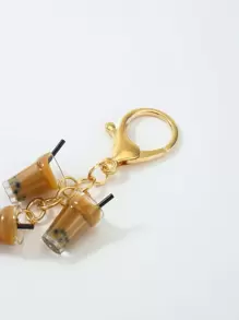 Colgante para bolsa con diseño de té con leche, lindo llavero de té con burbujas de dibujos animados, accesorios para bolsa, regalo de Acción de Gracias, regalo de Navidad, accesorios de Navidad, decoración navideña para adolescentes, mujeres, estudiantes universitarias, novatos y trabajadores de cuello blanco - Marrón - Ver 4