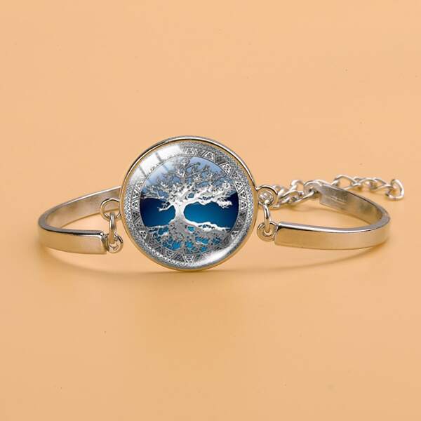 

Tree Print Round Decor Bracelet, Blue