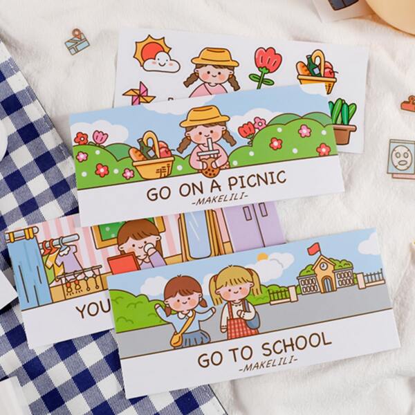 

4pcs Cartoon Graphic Random Sticker, Multicolor