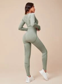 Set bộ đồ thể thao màu trơn - màu xanh lá - Xem 2