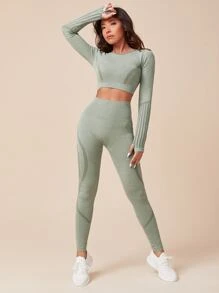 Set bộ đồ thể thao màu trơn - màu xanh lá - Xem 5