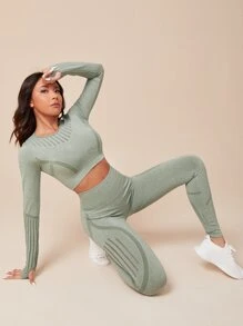 Set bộ đồ thể thao màu trơn - màu xanh lá - Xem 6