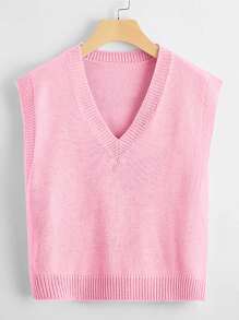 SHEIN Unity Top tejido escote V - Rosa Pálido - Ver 1
