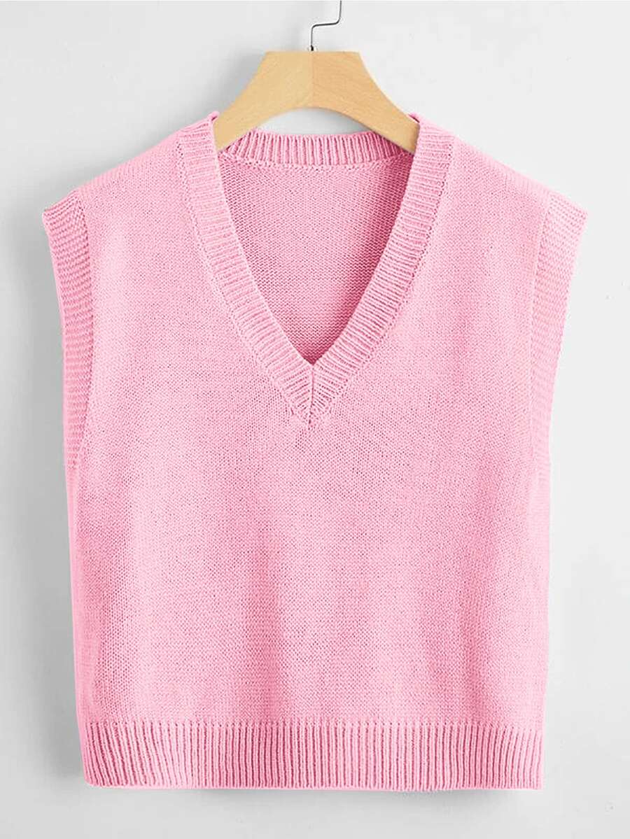 SHEIN Unity Top tejido escote V - Rosa Pálido - Ver 1