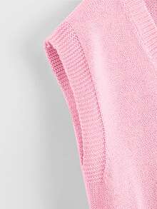 SHEIN Unity Top tejido escote V - Rosa Pálido - Ver 3