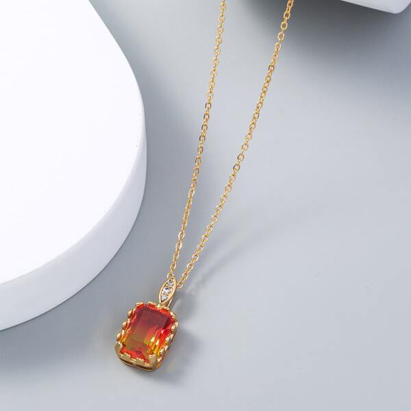

Zircon Pendant Necklace, Gold
