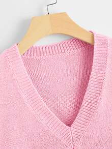 SHEIN Unity Top tejido escote V - Rosa Pálido - Ver 4