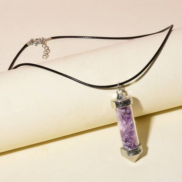 

Stone Pendant Necklace, Purple