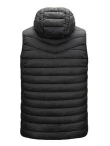 Manfinity Hombres Chaleco acolchado con cremallera delantera con capucha - Negro - Ver 2