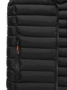 Manfinity Hombres Chaleco acolchado con cremallera delantera con capucha - Negro - Ver 3