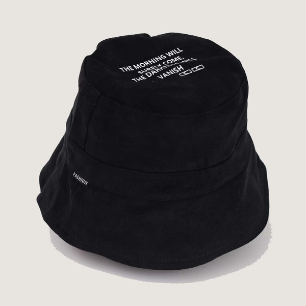 

Slogan Graphic Bucket Hat, Black