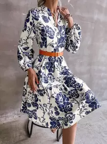 Aveloria Rosie 花卉印花灯笼袖连衣裙（无腰带）度假装女士