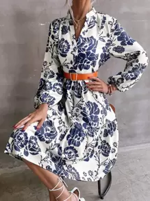 Aveloria Rosie 花卉印花灯笼袖连衣裙（无腰带）度假装女士