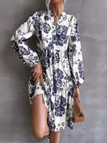 Aveloria Rosie 花卉印花灯笼袖连衣裙（无腰带）度假装女士