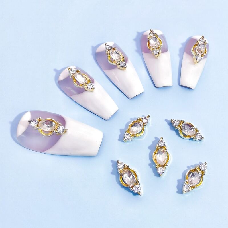 

10pcs Rhinestone Nail Art Decoration, Gold