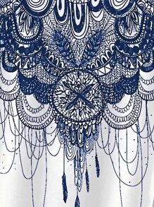 SHEIN LUNE Camiseta con estampado de dibujo de manga murciélago - Azul y blanco - Ver 4