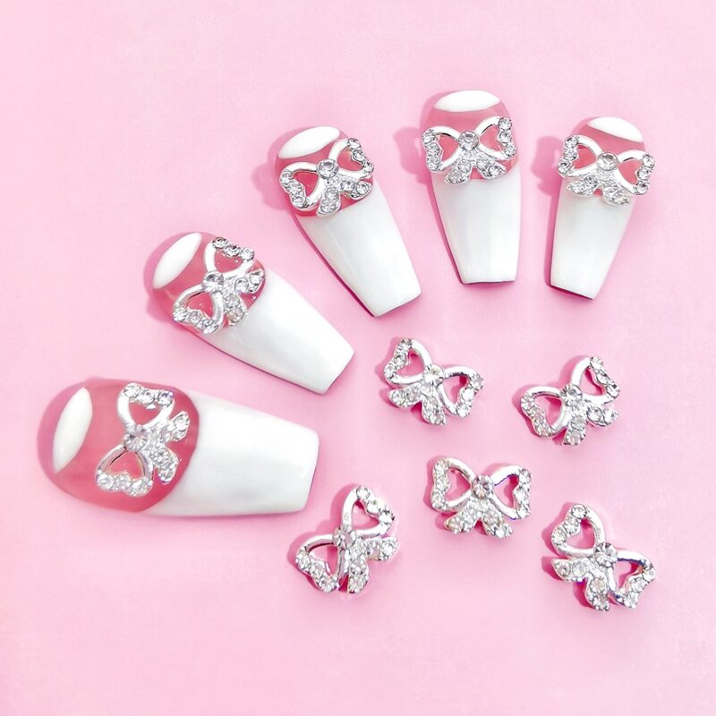 

10pcs Bowknot Design Nail Art Decoration, Silver
