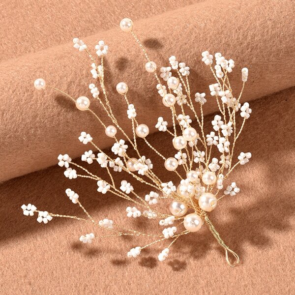 

Faux Pearl Decor Hair Clip, Gold
