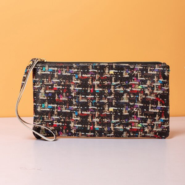 

Graffiti Graphic Wristlet Bag, Multicolor