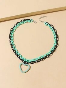 1 chiếc vòng cổ hình trái tim bằng nhựa pha trộn nhiều màu thanh lịch và hợp thời trang, phù hợp cho phụ nữ thường ngày, tiệc tùng, đi nghỉ - Nhiều màu - Xem 2