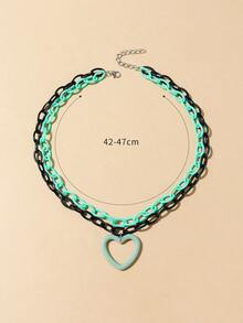 1 chiếc vòng cổ hình trái tim bằng nhựa pha trộn nhiều màu thanh lịch và hợp thời trang, phù hợp cho phụ nữ thường ngày, tiệc tùng, đi nghỉ - Nhiều màu - Xem 3