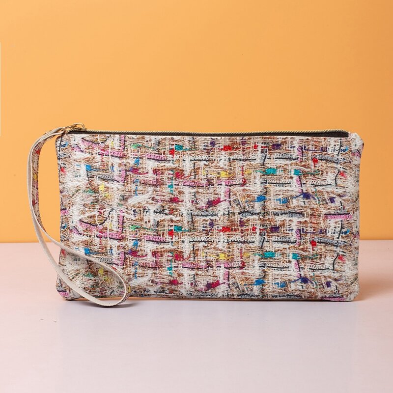 

Tweed Print Clutch Bag, Multicolor