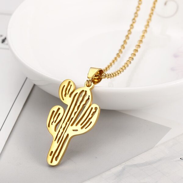 

18K Gold Plated Cactus Charm Necklace