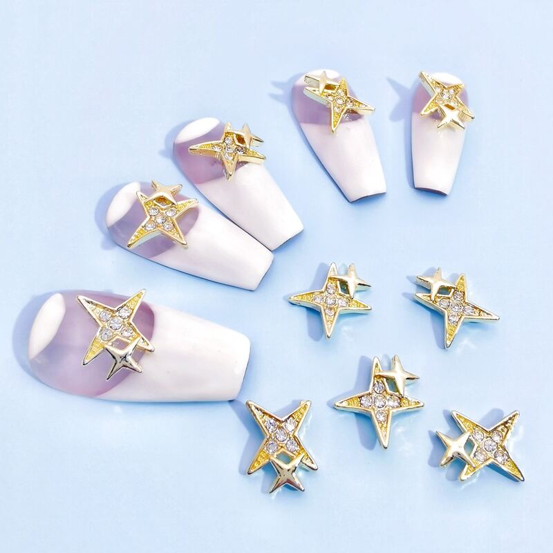 

10pcs Star Shaped Nail Art Decoration, Gold