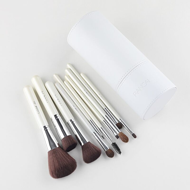 

10pcs Makeup Brush Set With Storage Box, White