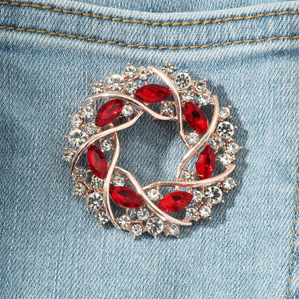 

Rhinestone Decor Brooch, Red