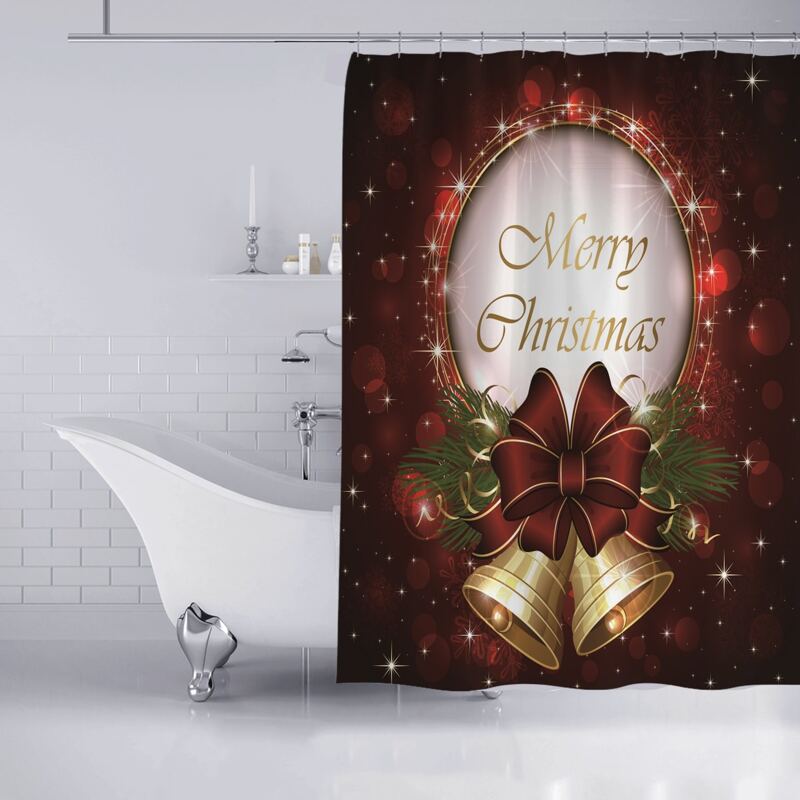 

Christmas Slogan Graphic Shower Curtain, Multicolor