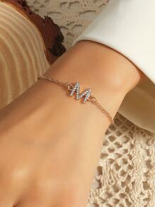 Vòng đeo tay trang trí bằng chữ Rhinestone - Vàng - Xem 1