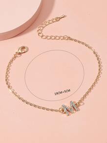 Vòng đeo tay trang trí bằng chữ Rhinestone - Vàng - Xem 2