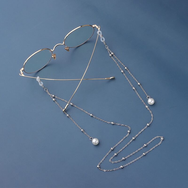 

Faux Pearl Decor Glasses Chain, Silver
