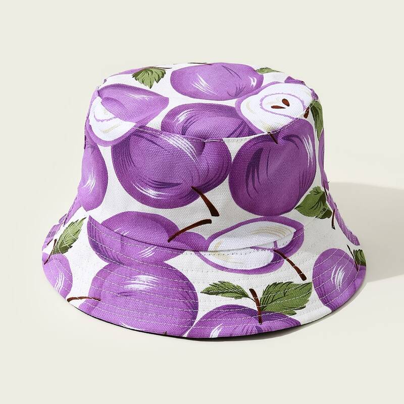 

Fruit Graphic Bucket Hat, Purple