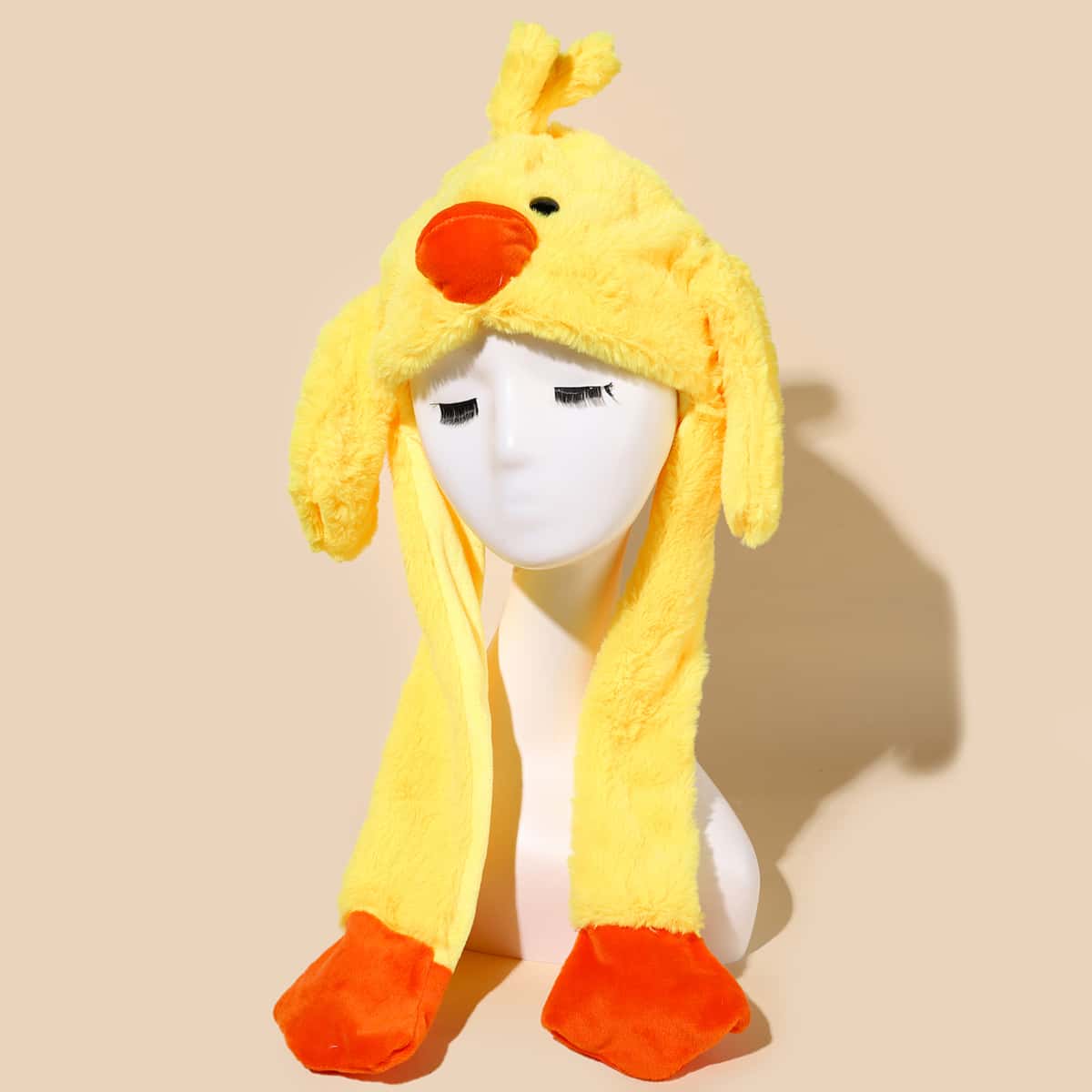 

Cartoon Graphic Ear Decor Fluffy Hat, Yellow
