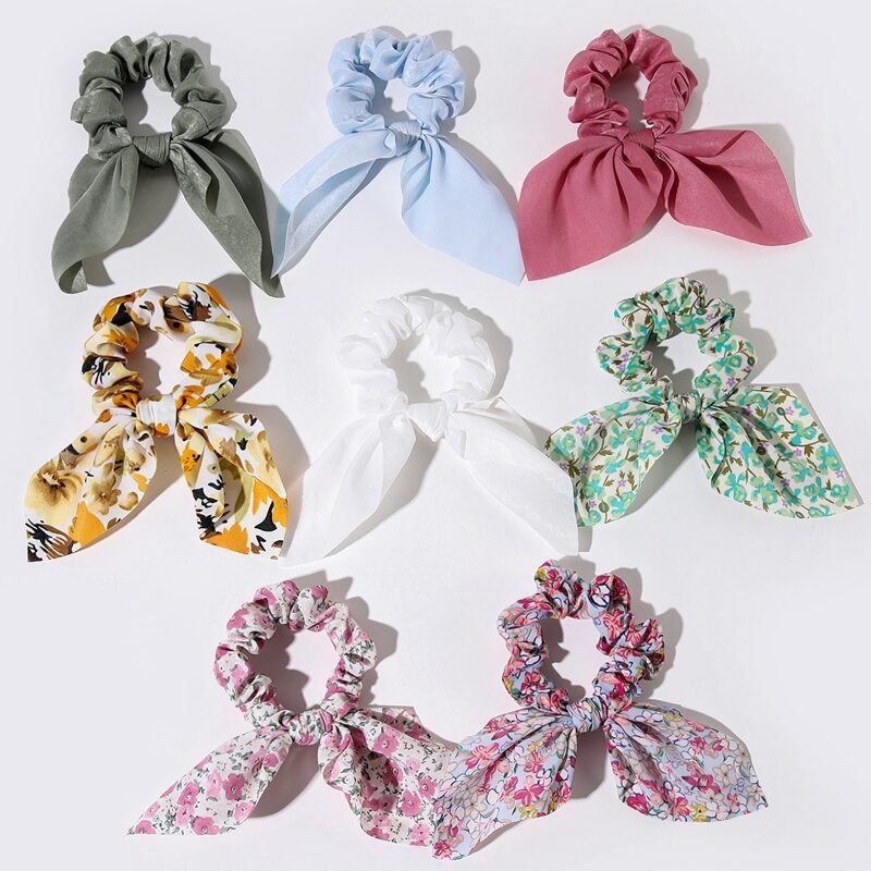 

8pcs Ditsy Floral Scrunchie Scarf, Red